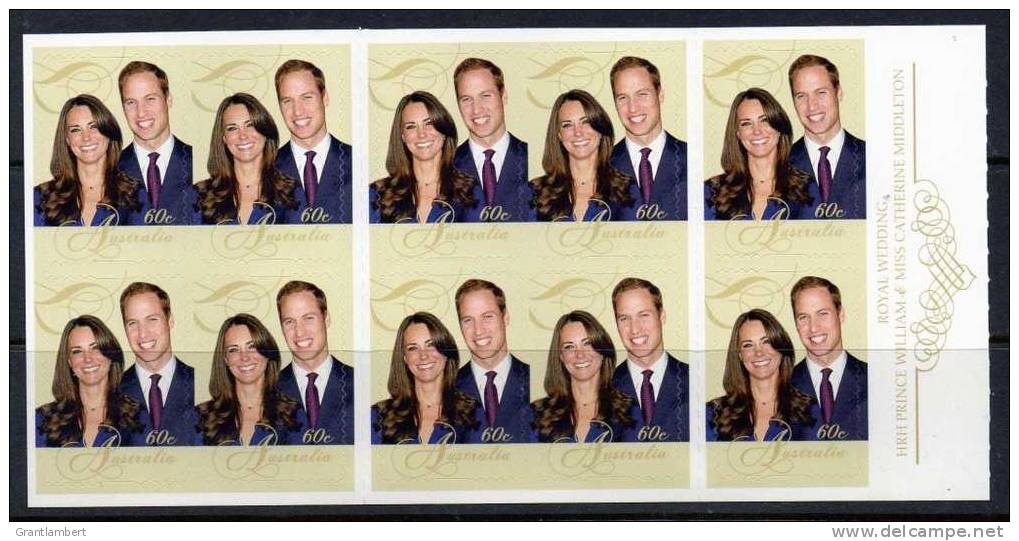 Australia 2011 Royal Wedding Booklet 10 X 60c Self-adhesive Stamps - See 2nd Scan - Booklets