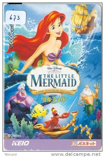 Carte Japon DISNEY (673) Japan Prepaid Card * THE LITTLE MERMAID * CRAB *  CINEMA * FILM * MOVIE * KINO - Disney