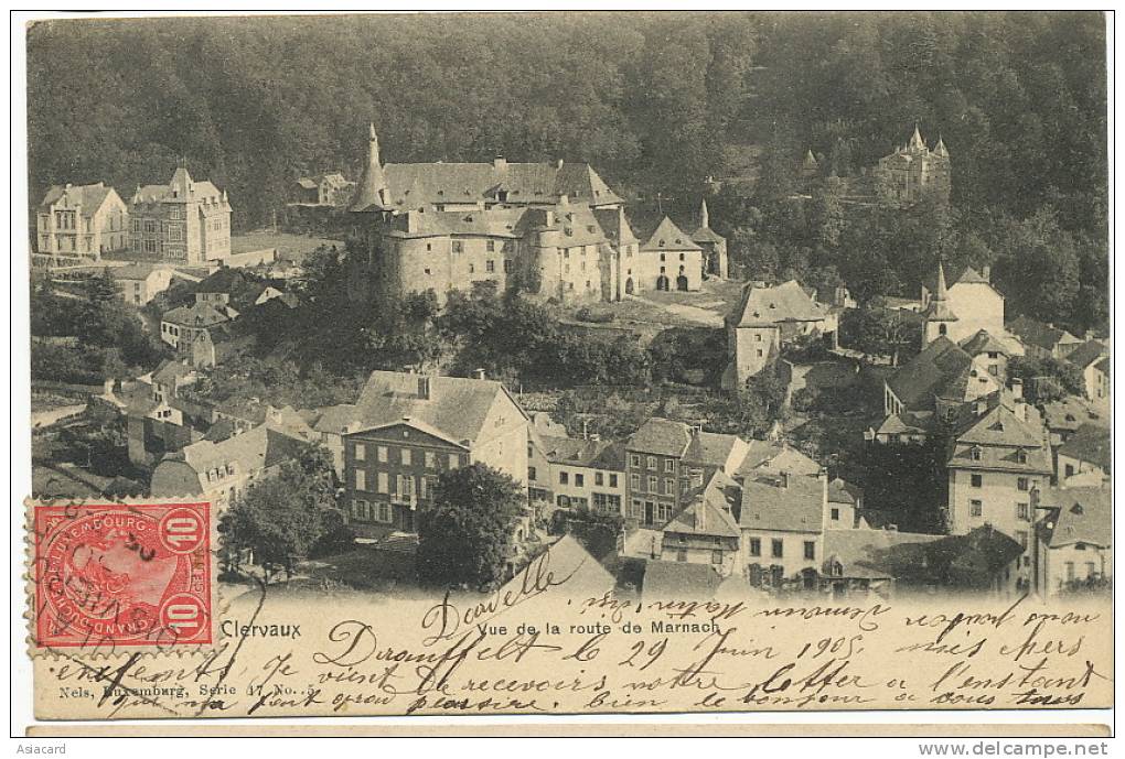 Clervaux Vue De La Rte De Marnach Cachet Ambulant Troisvierges Nels Serie 17 No 5 - Clervaux