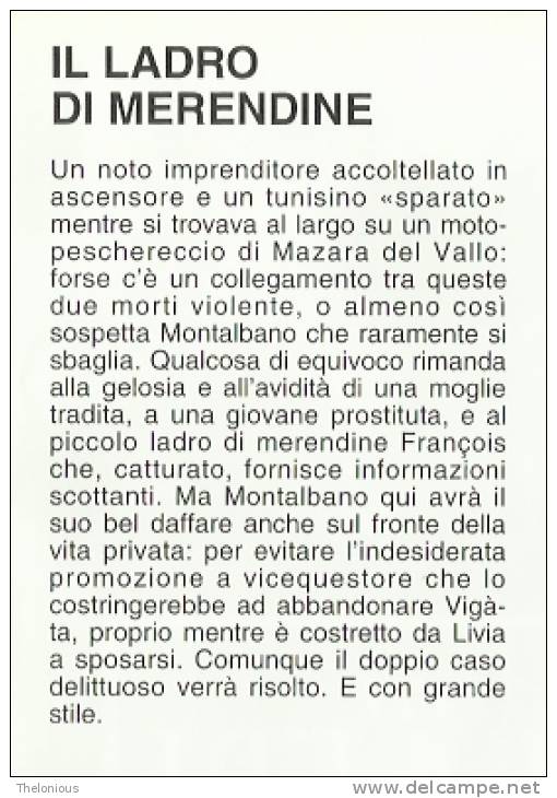 # Andrea Camilleri "Il Ladro Di Merendine" Mondadori 1999 - Policiers Et Thrillers