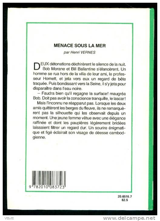 BOB MORANE "MENACE SOUS LA MER" (1982), HENRI VERNES, Illustrations De Claude Gohérel, Bibliothéque Verte - Bibliothèque Verte