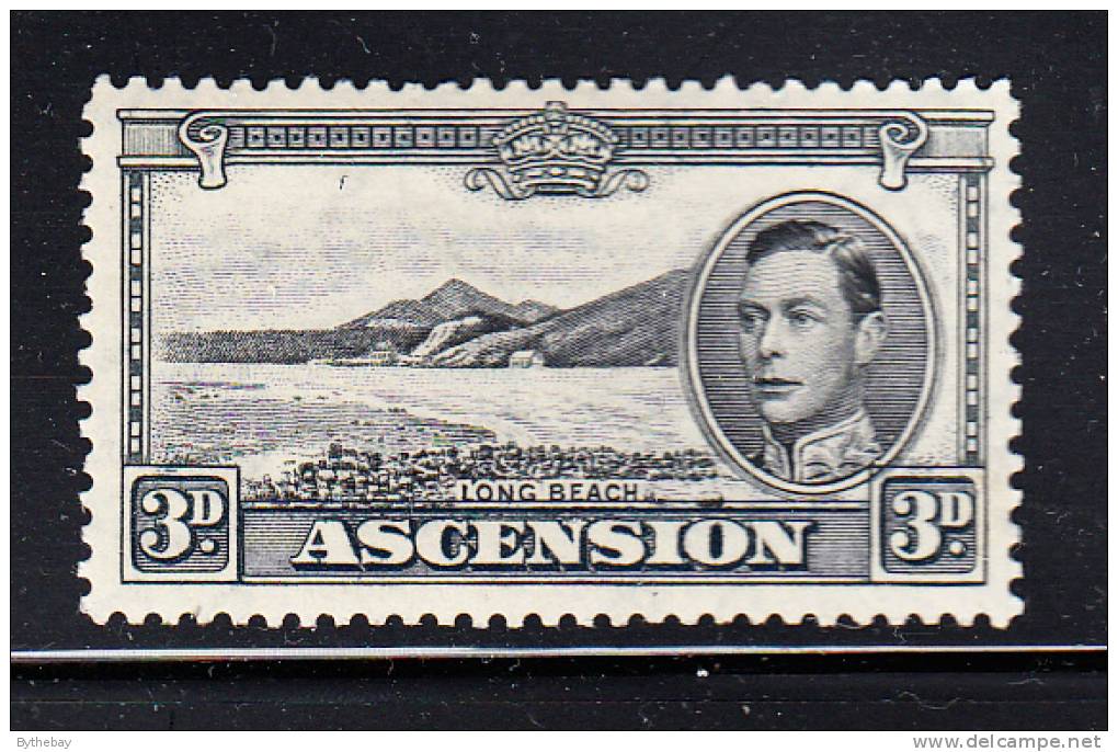 Ascension Scott #44Ac Mint Hinged 3p Long Beach George VI Perf 13.5 - Ascension (Ile De L')