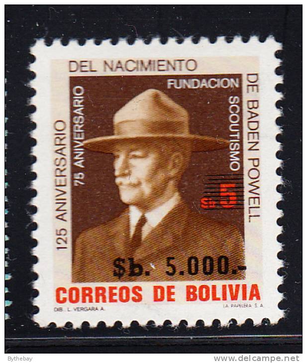 Bolivia Scott #703 MNH 5000b On 5b Lord Baden Powell - Bolivie