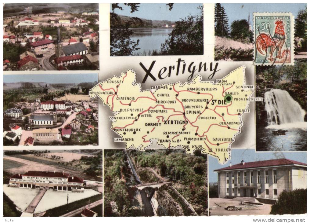XERTIGNY MULTIVUES AERIENNES + CARTES - Xertigny
