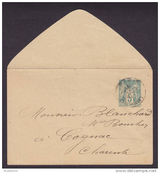 France Postal Stationery Ganzsache Entier Enveloppe 116 X 76 PARIS DEPART 1894 Cover á COGNAC Charente - Enveloppes Types Et TSC (avant 1995)