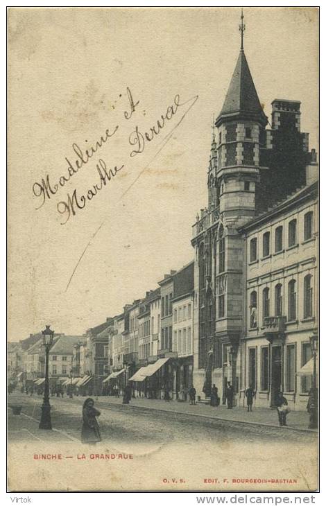 Binche :  La Grand Rue    ( Ecrit 1907 Avec Timbre ) - Binche