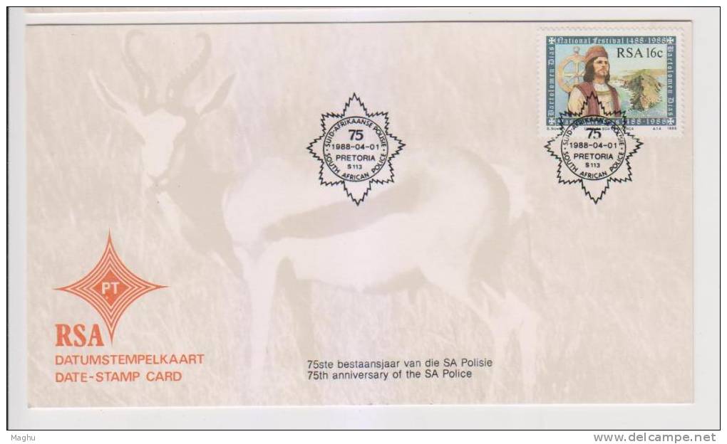 South Africa , Back Ground Image, Stag, Animals,  -Stamp Card, 1988 - FDC