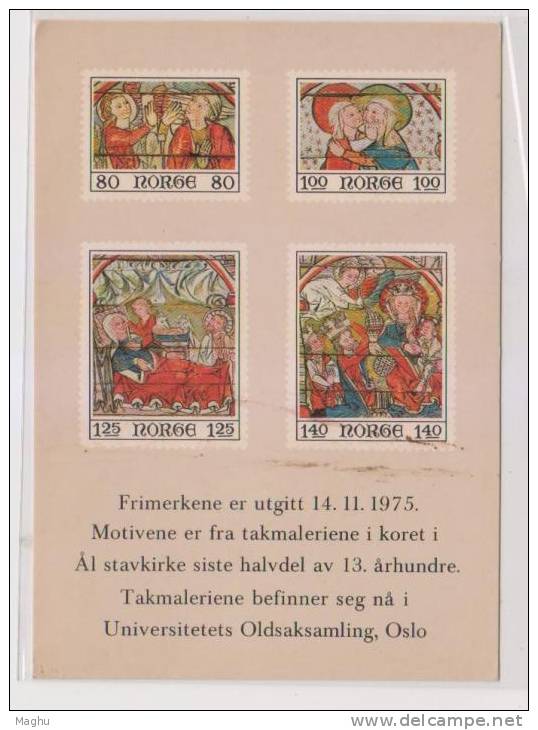 Norway 1975, Christmas Paintings, Picture Postcard, Unused, As Scan - Brieven En Documenten