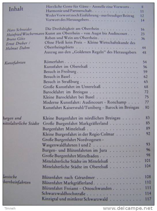 PARADIES AM OBER-RHEIN EINE REISEBREVIER FÜR AUTOFAHRER-1979 HERDER-Siegfried BÜCHE-Schwarzwald Vogesen Jura-ElsaB- - Altri & Non Classificati