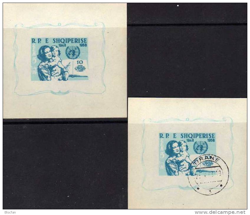 Mutter Mit Kind 1959 Albanien Block 6 ** Plus O 18€ Erklärung UNO Menschenrechte Emblem Bloc UNESCO Sheet From Shqiperia - Muttertag