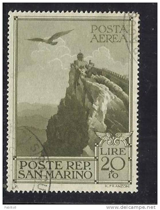 SAN MARINO 1944 CASE POPOLARI AEREA L.20+10 TIMBRATO - Gebraucht