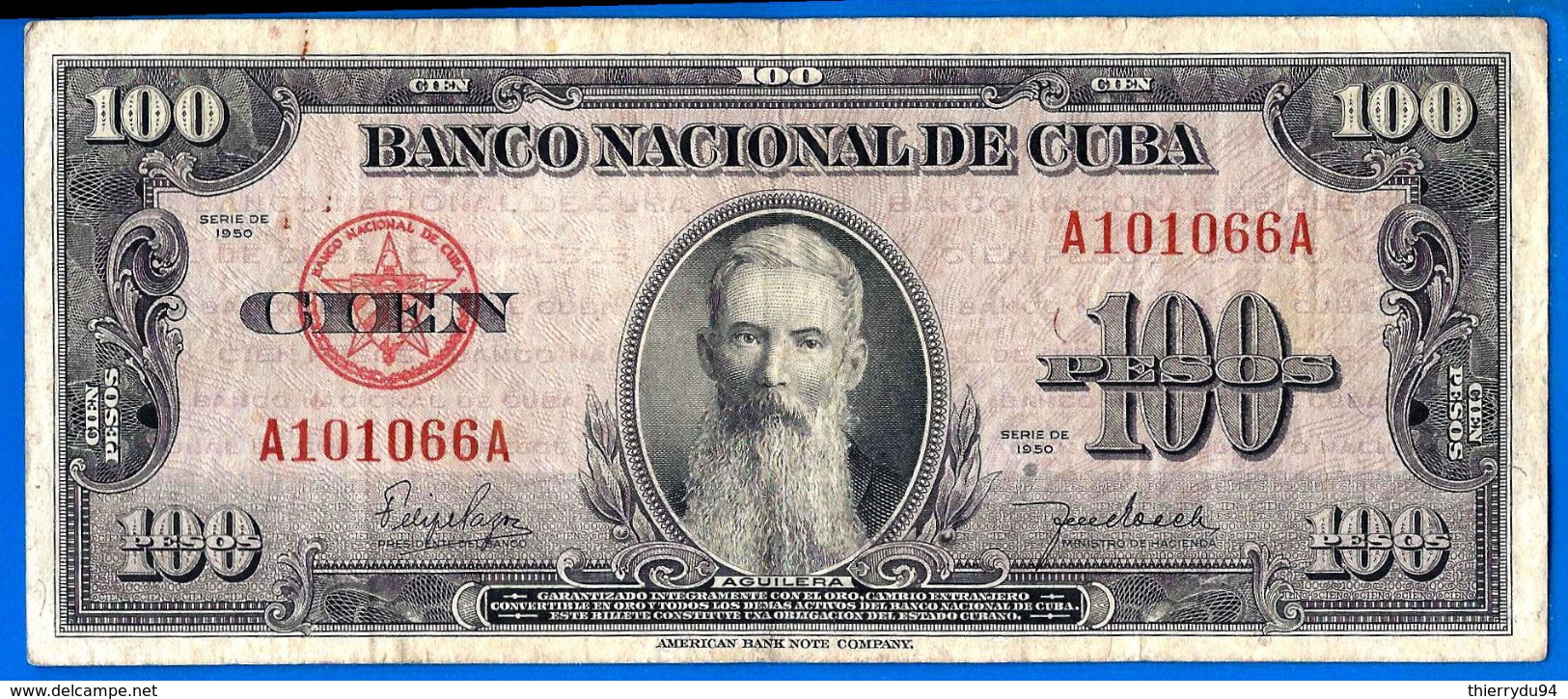 Cuba 100 Pesos 1954 Que Prix + Port Aguilera Caraibe Caribe Kuba Peso Paypal Bitcoin OK! - Cuba