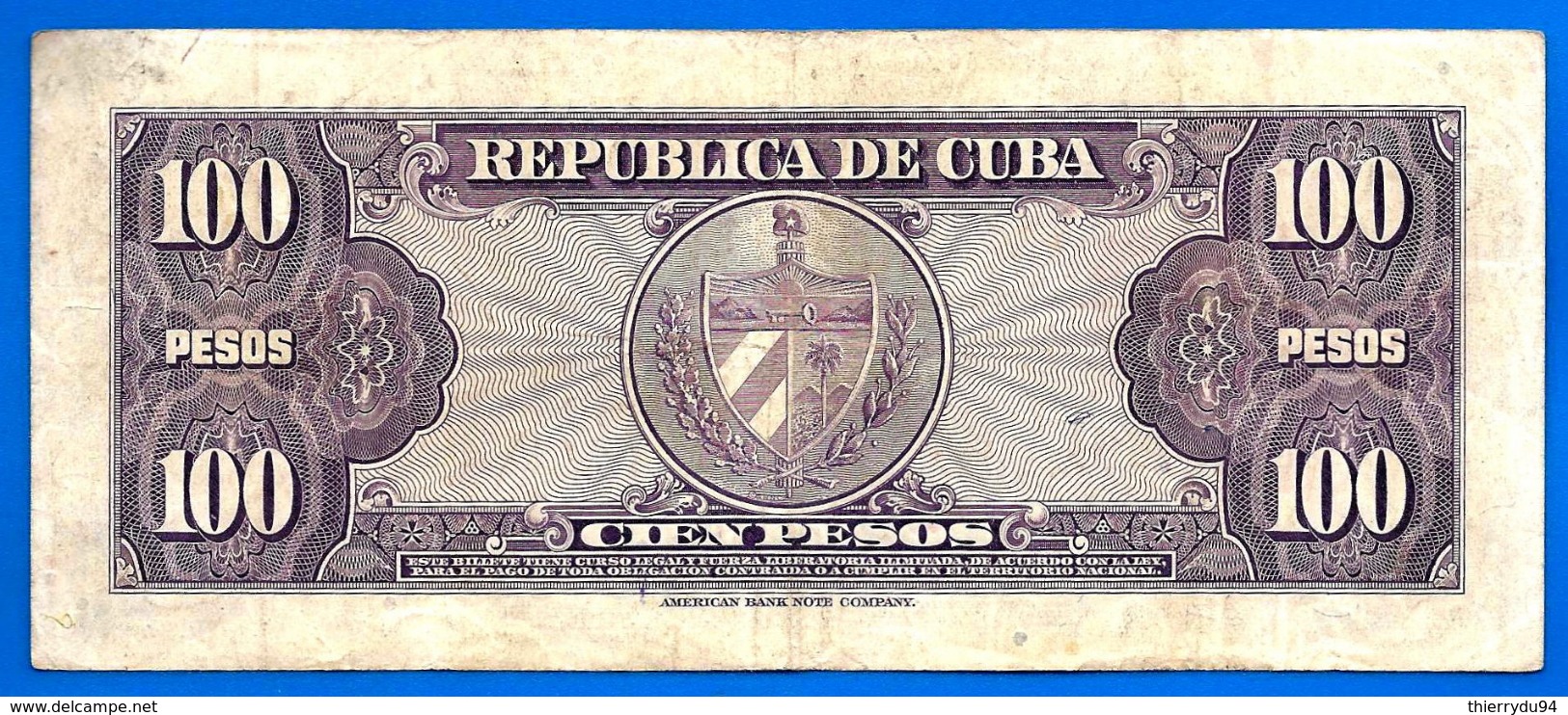 Cuba 100 Pesos 1954 Que Prix + Port Aguilera Caraibe Caribe Kuba Peso Paypal Bitcoin OK! - Kuba