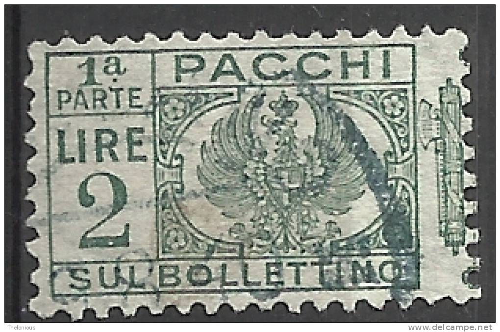 # 1927 - 2 L. - Aquila, Cifra E Fasci - Sezione Bollettino - Usato - Pacchi Postali