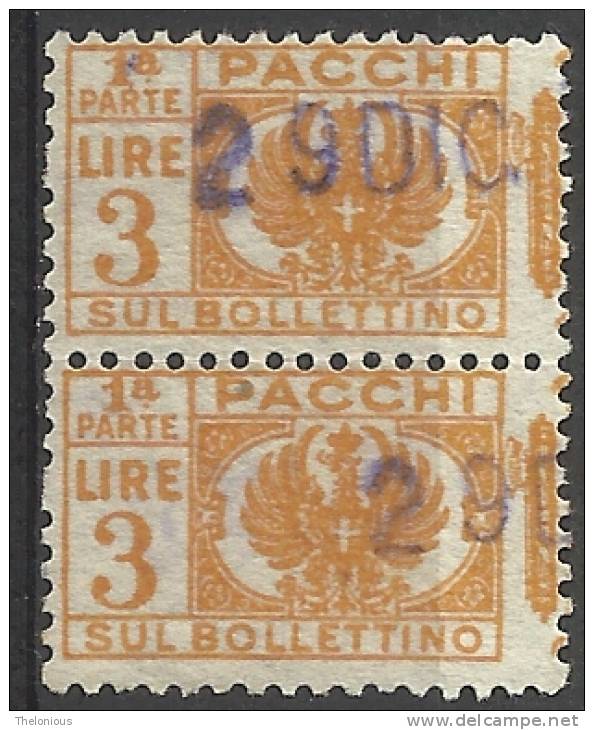 1927 - 3 L. - Aquila, Cifra E Fasci - Sezione Bollettino - Usato - Pacchi Postali