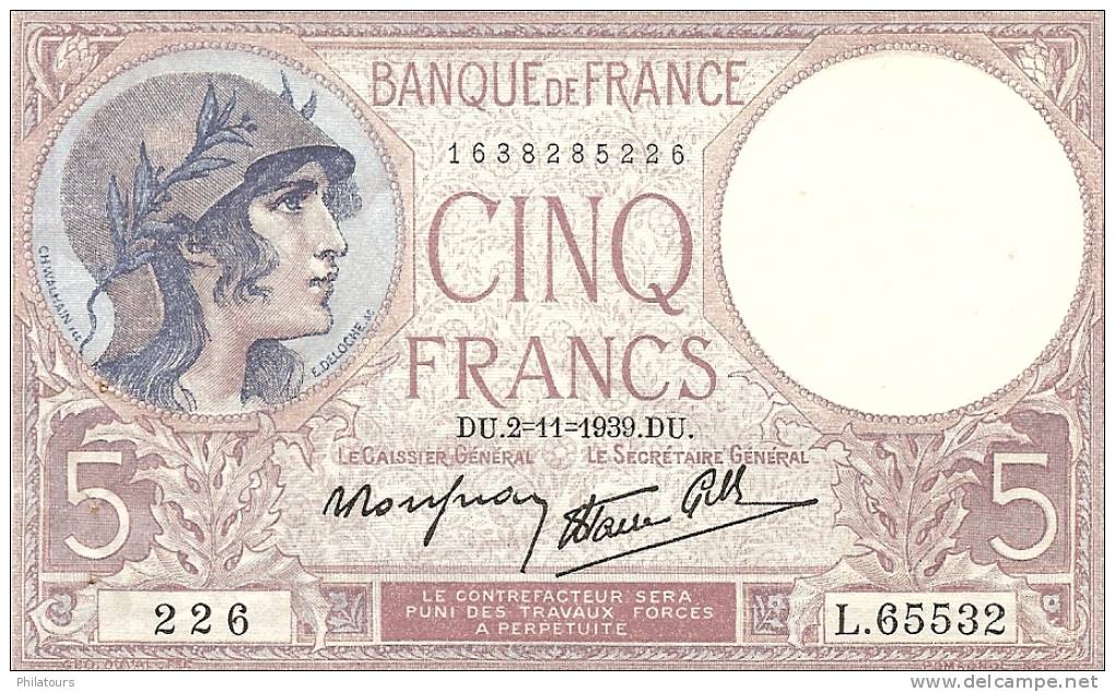 5 Francs Violet Type 1917 - 5 F 1917-1940 ''Violet''