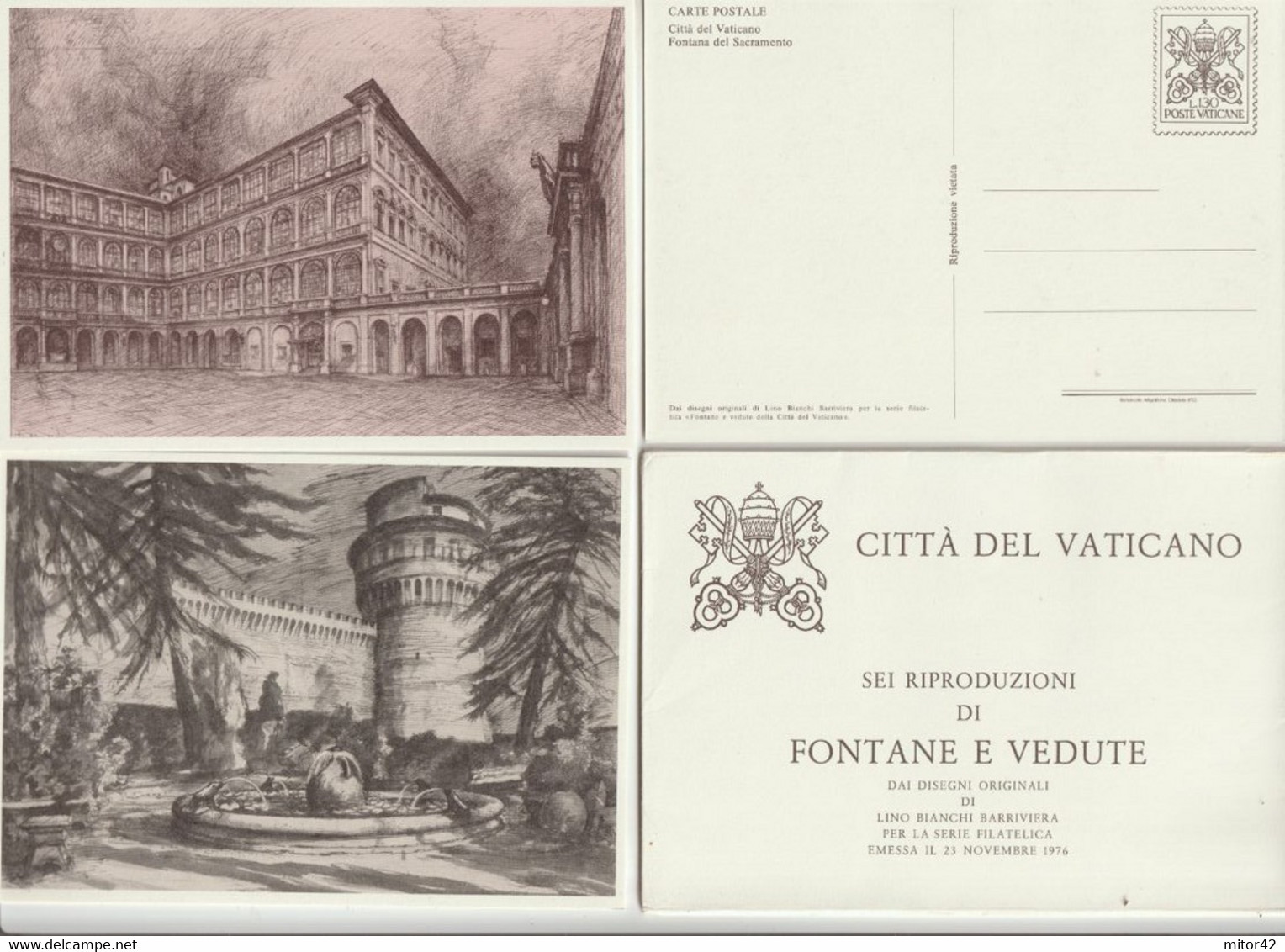 C17-Sei Interi Postali-Cartolina Postale-Vaticano-Fontane- 6 Esemplari Diversi Da L.130 - Postwaardestukken