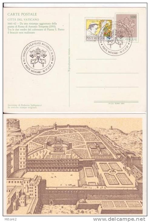 C22-2-Intero Postale-Cartolina Postale-Vaticano-Il Cortile Del Belvedere-L.300 + L.100 Fr.aggiunto-Bollo Speciale - Ganzsachen