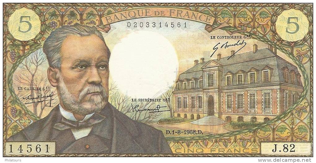 5 Francs Pasteur Type 1966 - 5 F 1966-1970 ''Pasteur''