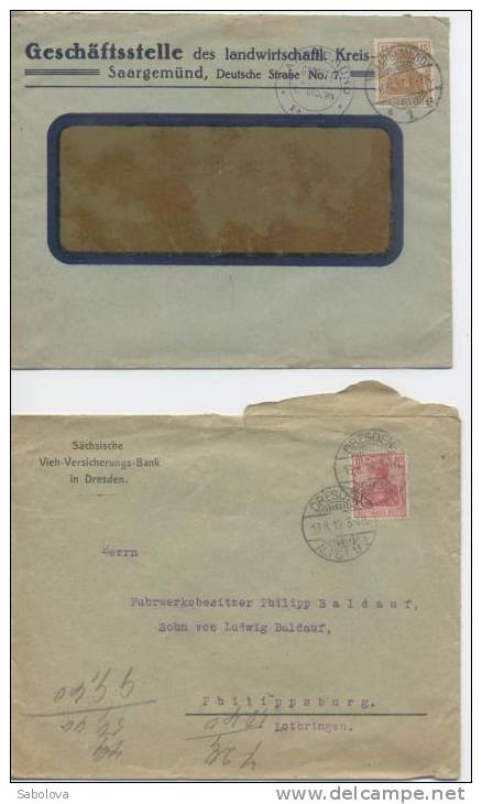 2 Enveloppes Alsace Lorraine - Other & Unclassified