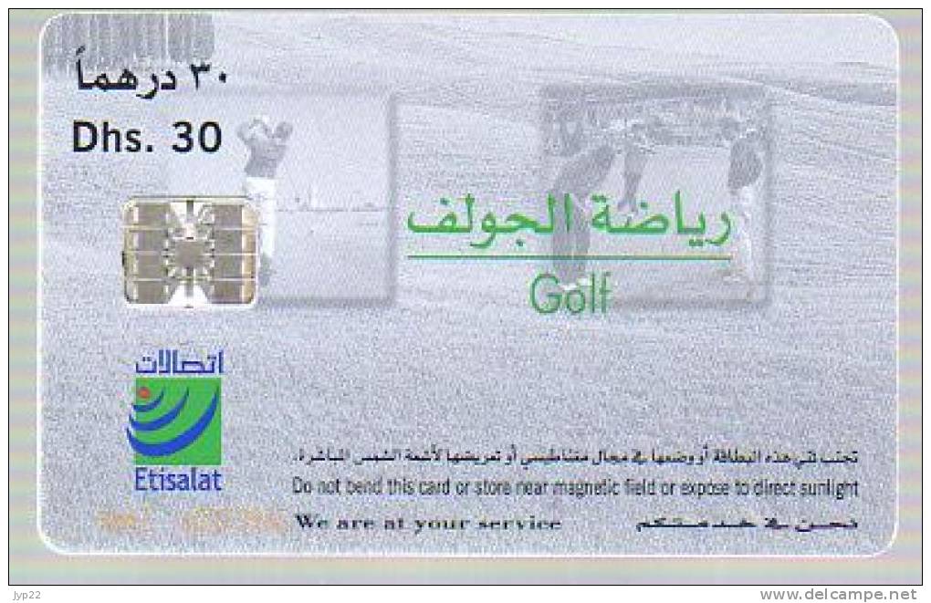 Télécarte Téléphone UAE Emirats Arabes Unis Etisalat  - Sport Golf - Green Putter Pare Joueur  ... - United Arab Emirates