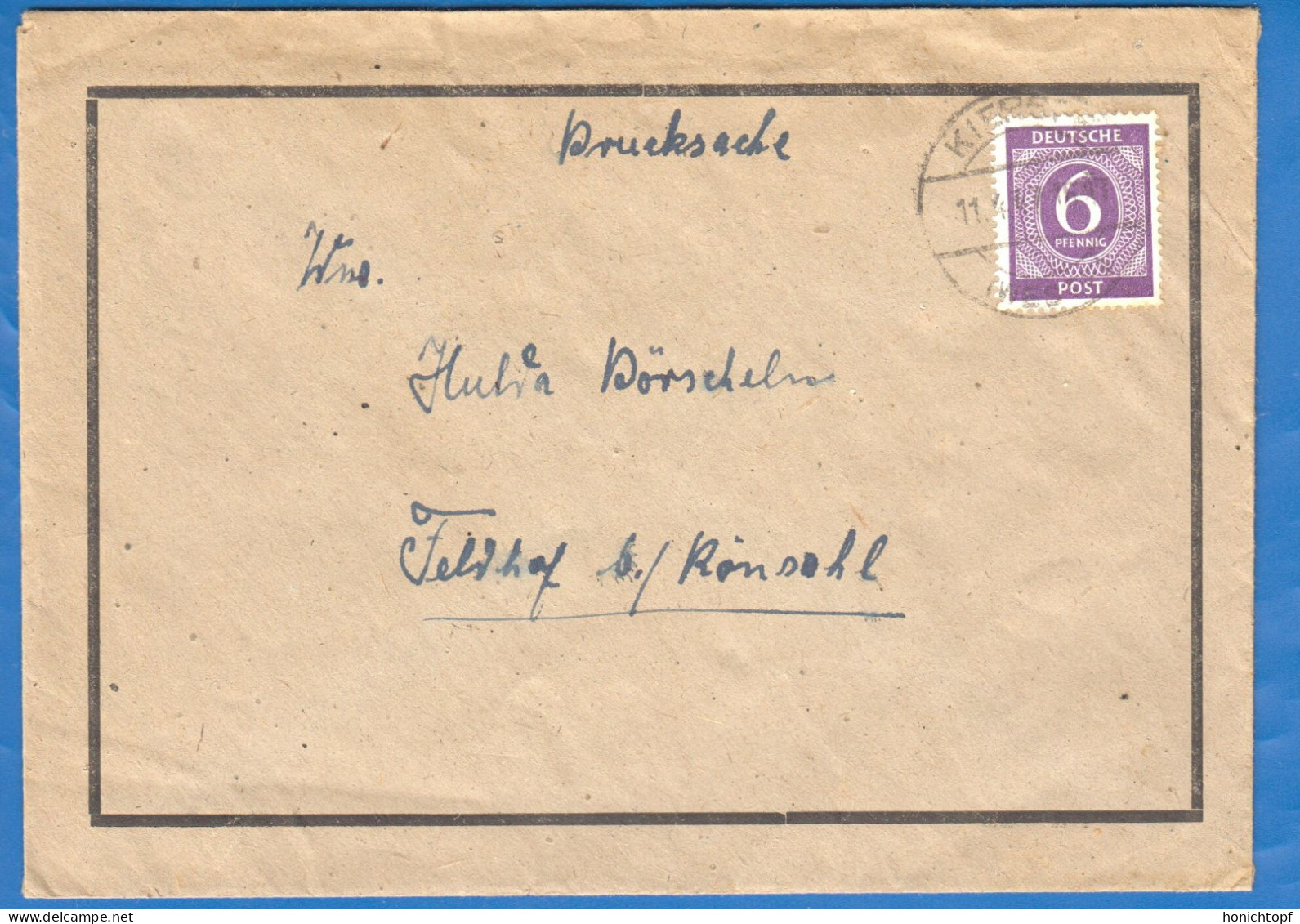 Deutschland; Alliierte Besetzung MiNr. 916; Brief Drucksache Kierspe 11.04.1947 - Storia Postale