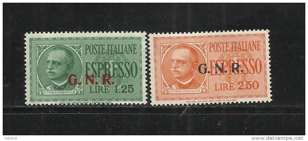 REPUBBLICA SOCIALE 1944: GNR ESPRESSI SERIE COMPLETA MNH SOPRASTAMPE DEL II E III TIPO - Neufs