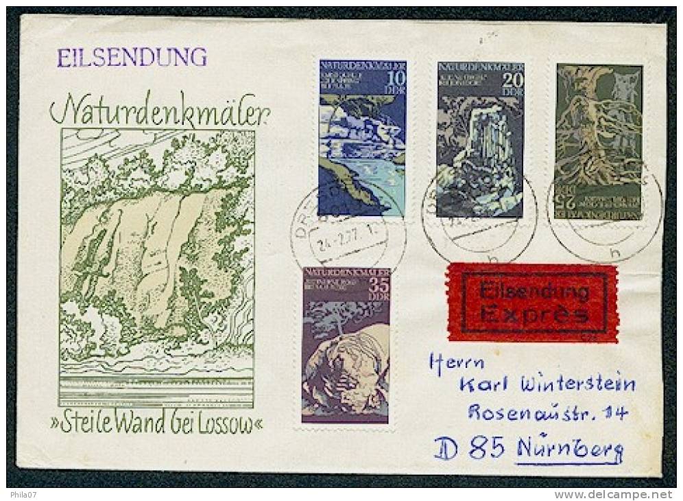 Germany DDR - Cover With Image Of Cliffs Imprinted On The Cover, And Set Of Stamps With Images Of River, Rocks Etc. Lett - Autres & Non Classés