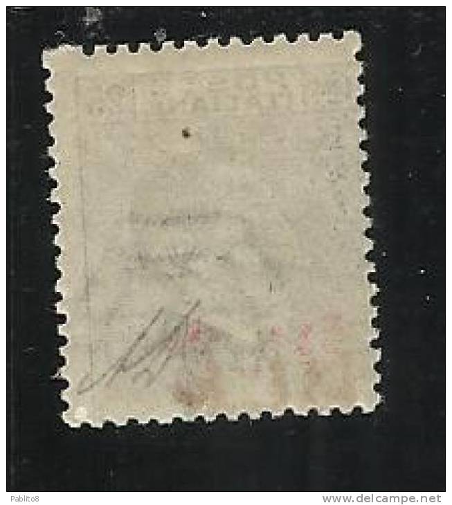 ITALY KINGDOM ITALIA REGNO 1923 BLP CENTESIMI 25 SOPRASTAMPA ROSSA SPOSTATA CON DECALCO PARZIALE MH FIRMATO - Zegels Voor Reclameomslagen (BLP)