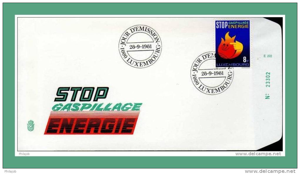 1981 LUXEMBOURG : FDC Numérotée  " STOP AU GASPILLAGE DE L'ENERGIE " N° YT 980. Parfait état. + Prix Dégressif. - Sonstige & Ohne Zuordnung