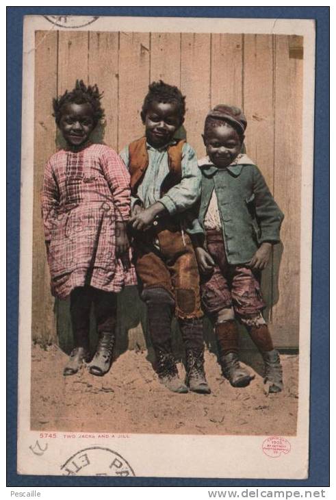 BLACK AMERICANA - CP TWO JACKS AND A JILL - DETROIT PHOTOGRAPHIC CO Nr 5745 - 1908 - Black Americana