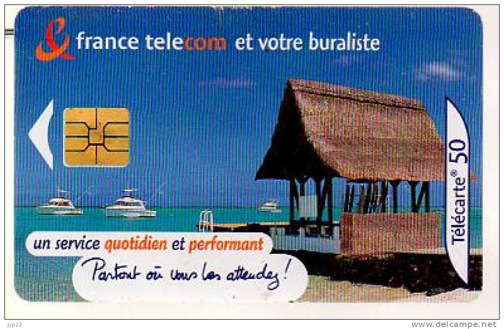 Télécarte Téléphone France Télécom Et Votre Buraliste - 50 Unités 11/00 ... 2000 - Mer Bateaux Cabane Paillotte ?? - 2000