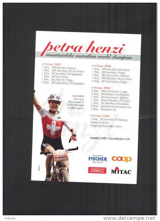 HANDTEKENING PETRA  HENZI  WERELDKAMPIOEN  MOUNTAINBIKE  MARATHON  2007 - Autres & Non Classés