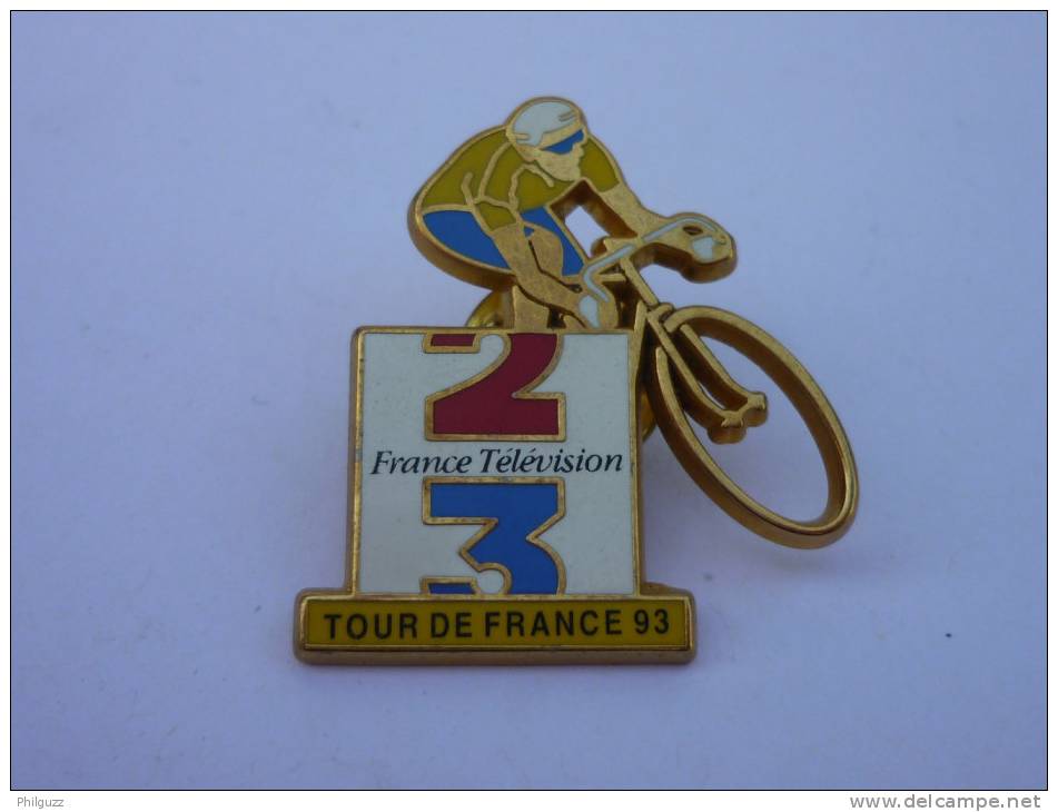 Pin's  TOUR DE FRANCE ANTENNE 2 FR3 FRANCE TELEVISION 93 DECAT - Wielrennen