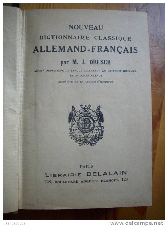 - Dictionnaire Allemand / Francais - M.J. DRESCH - Librairie Delalain -  - - Wörterbücher 