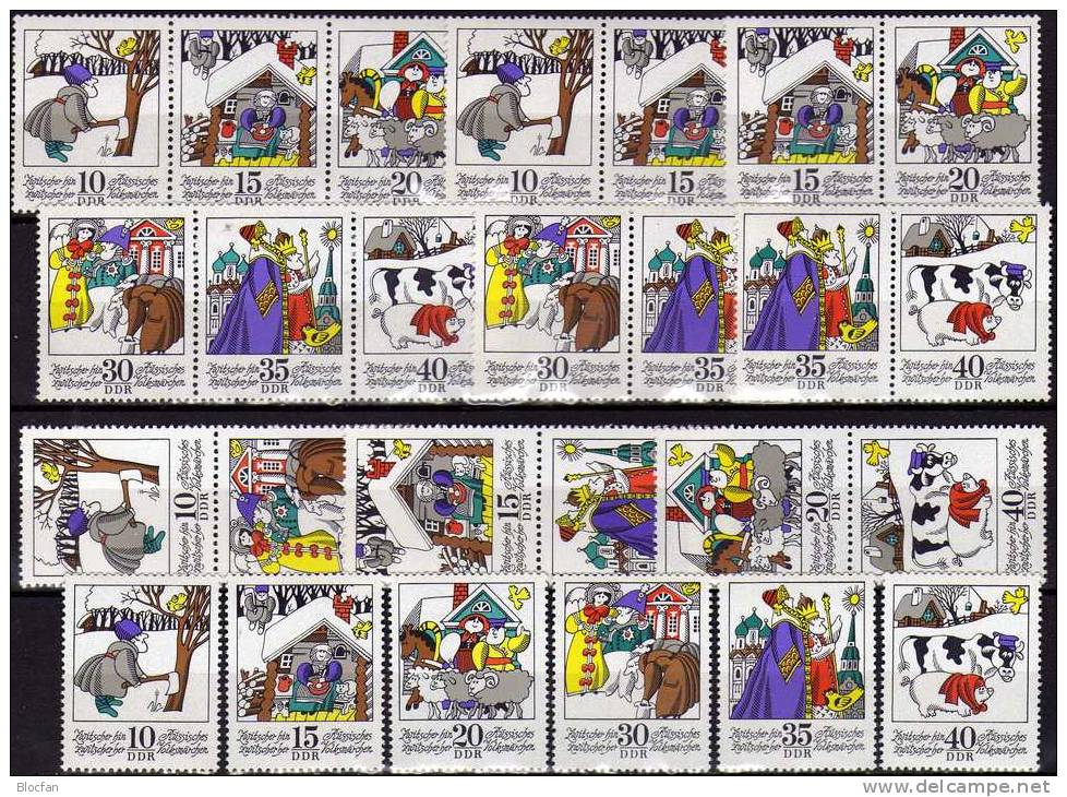 Winter-Märchen Zwitscher Hin ... 1974 Von Graf Tolstoi DDR 1995/0 Plus 9xZD ** 17€ Axt Auf Dem Eis Se-tenant Of Germany - Se-Tenant