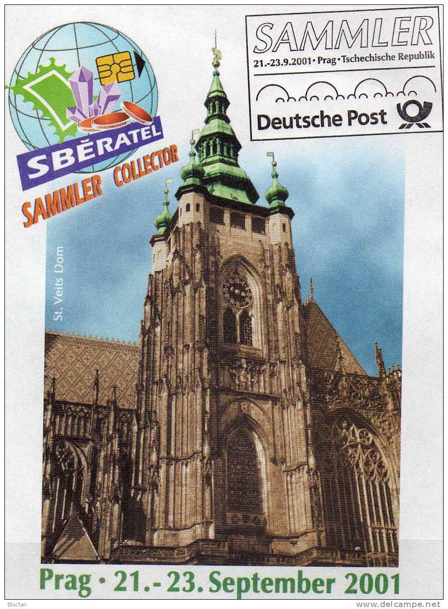 SAMMLER´2001 Prag Bund 2196 VB SST 7€ Offizieller Messebrief Dom Und Hofkirche Dresden MBrf.8/01 - Briefe