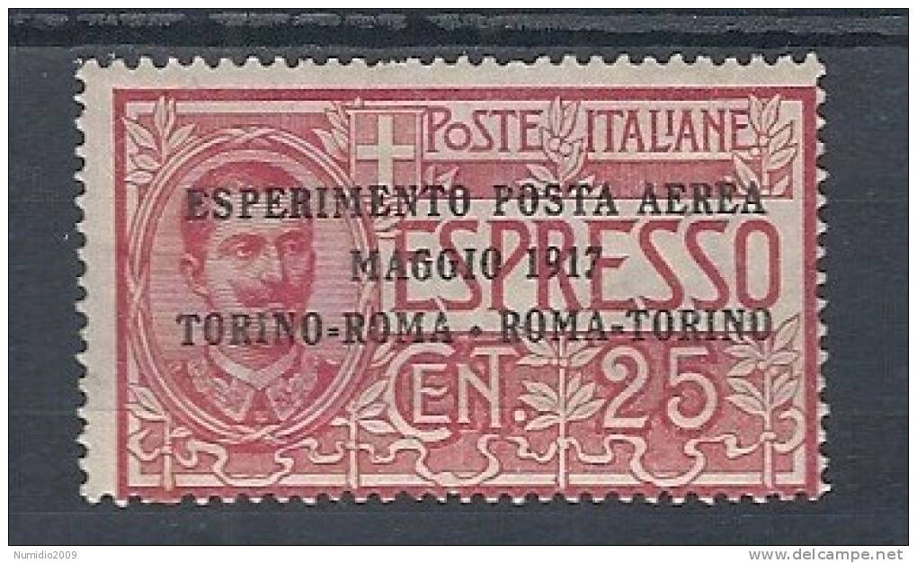 1917 REGNO POSTA AEREA ROMA TORINO MH * - RR8637 - Posta Aerea