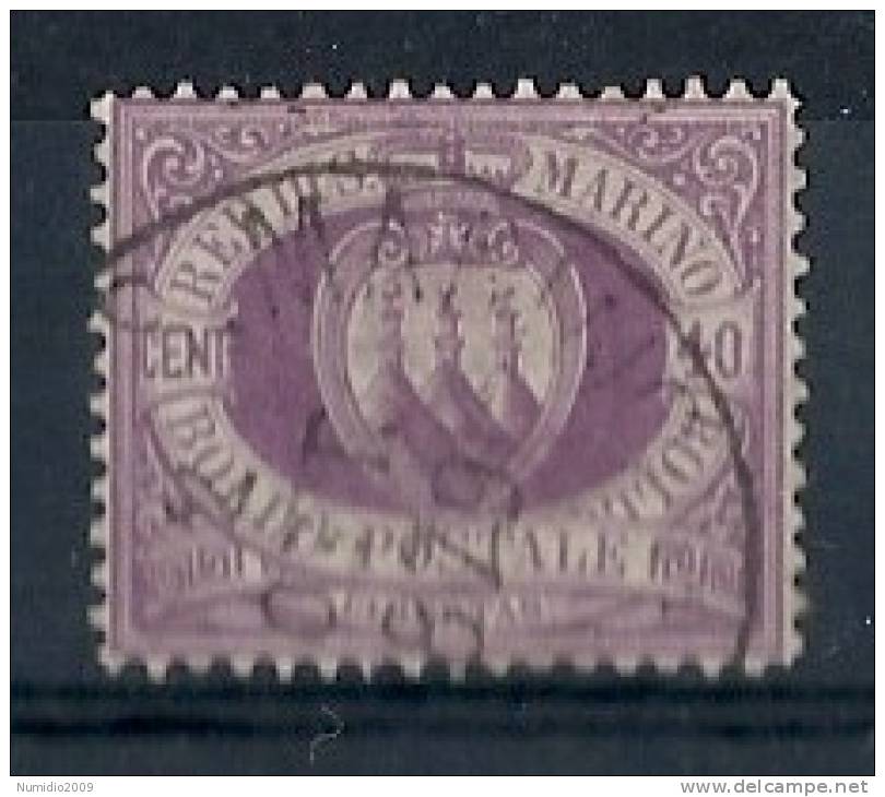 1877-90 SAN MARINO USATO STEMMA 40 CENT - RR8644 - Used Stamps