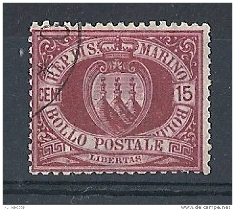 1892-94 SAN MARINO USATO STEMMA 15 CENT - RR8662 - Used Stamps
