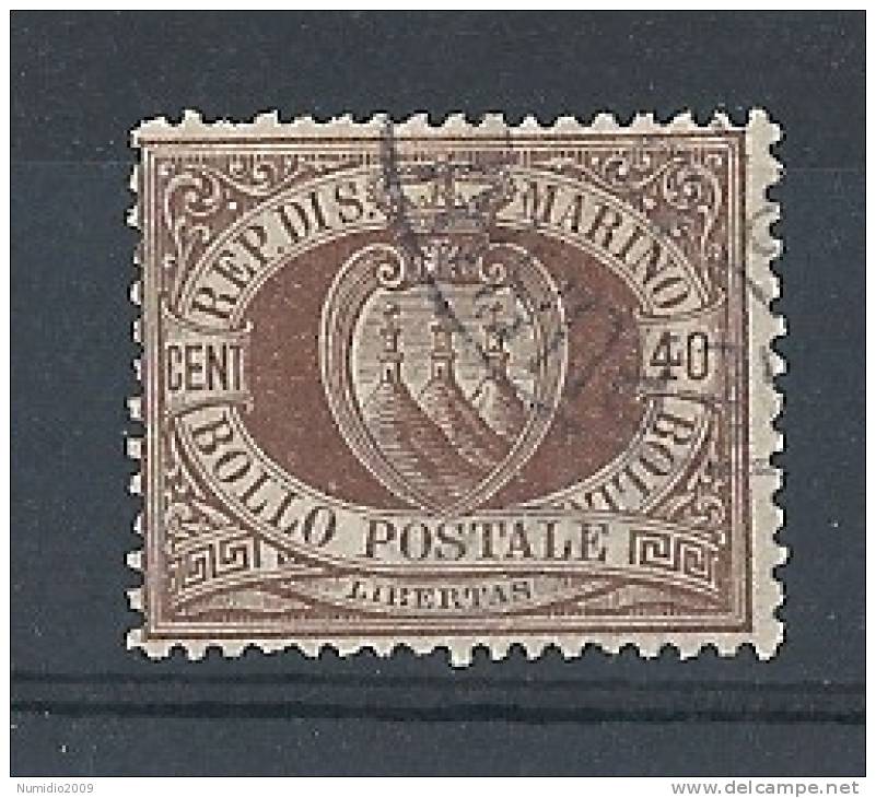 1892-94 SAN MARINO USATO STEMMA 40 CENT - RR8662 - Used Stamps