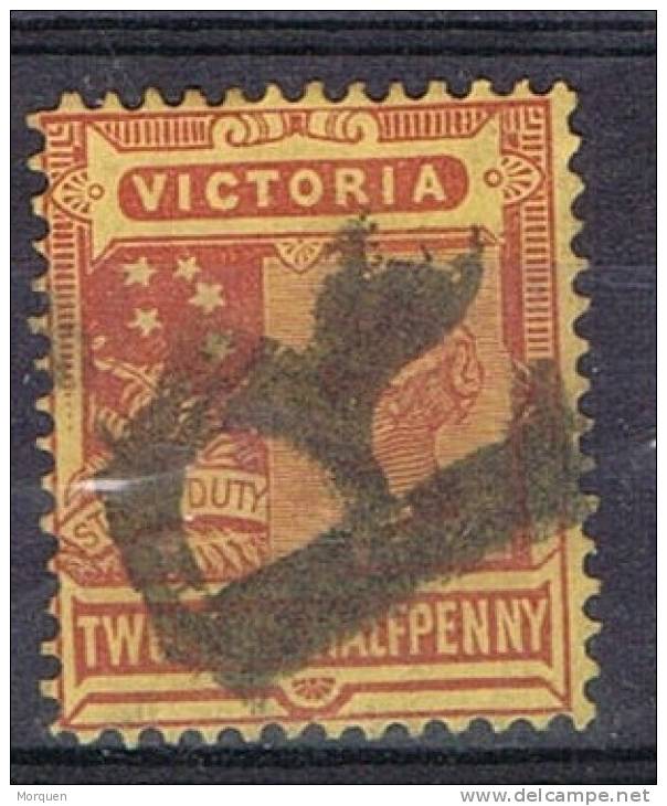 Sello  VICTORIA  2 1/2 Penny Rojo, Certificado R. Yvert 104 º - Used Stamps