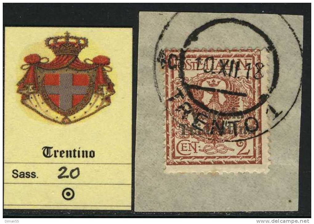 ITALIA - TRENTINO - Sassone N.20 - Cat. 55 €uro - USED  - LUXUS GESTEMPELT - Trentin