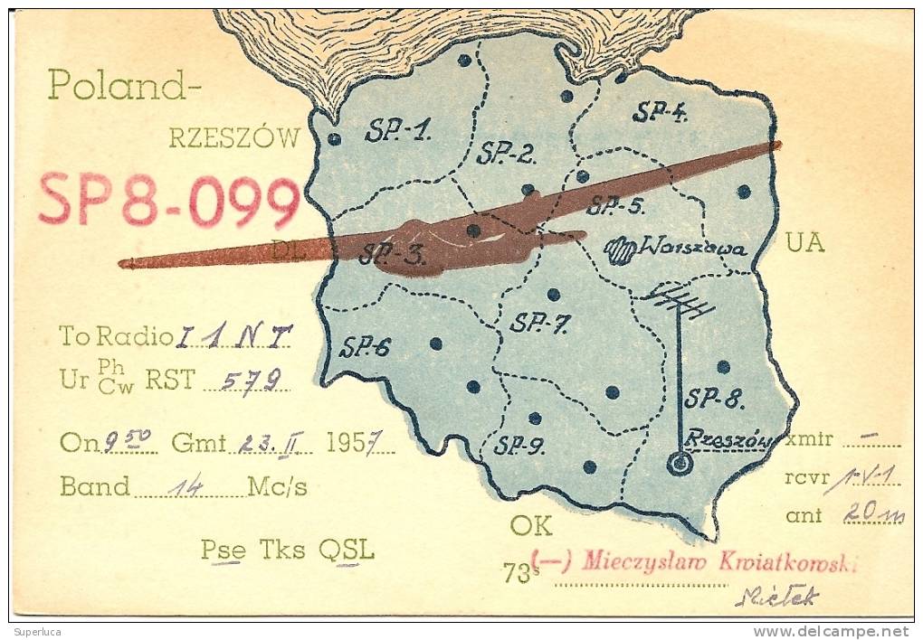 E-CARTA QSL POLACCA RZESOW - Radio