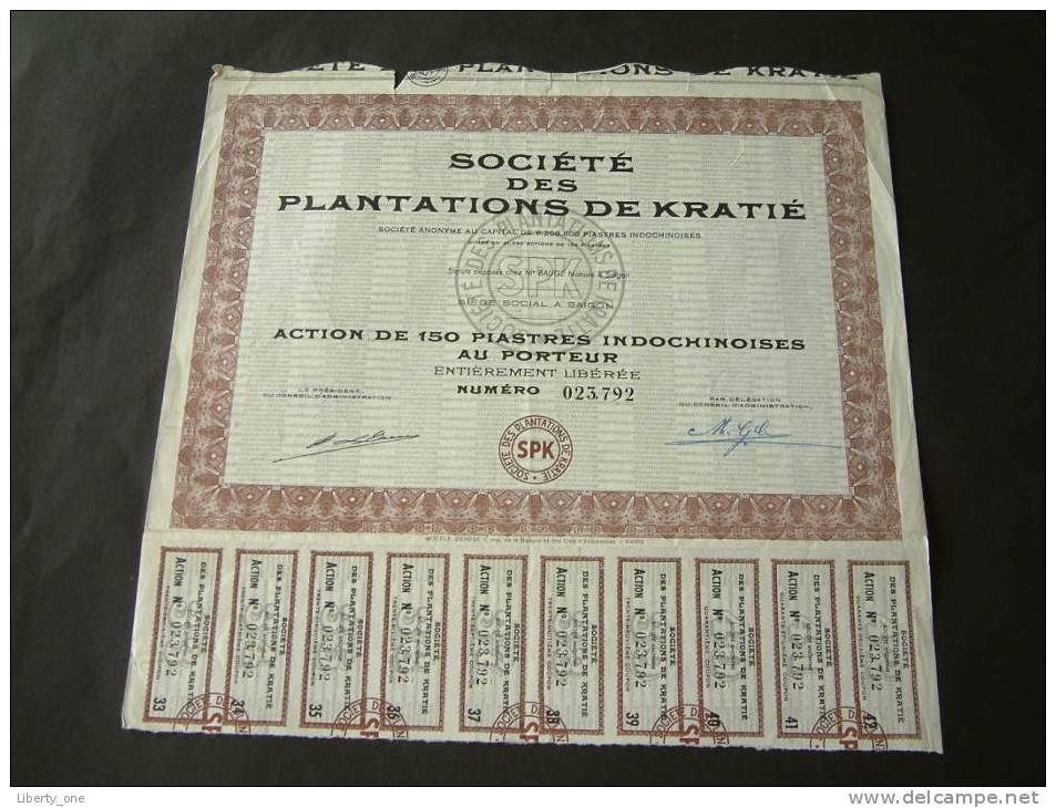 SOCIETE DES PLANTATIONS DE KRATIE / SAIGON / N° 023792 ( Voir Photo Pour Detail )! - Other & Unclassified