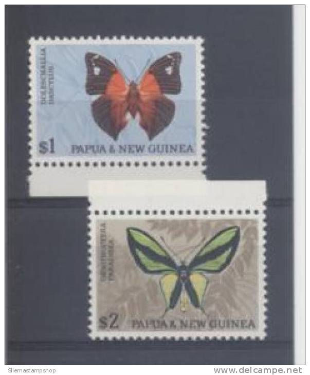 PAPUA & NEW GUINEA - BUTTERFLIES, $1 AND $2 - V4266 - Farfalle