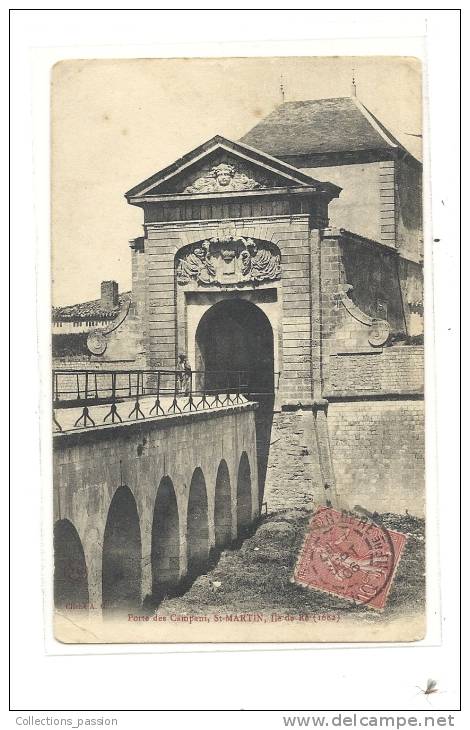 Cp, 17, Ile De Ré, St Martin, Porte Des Campani, Voyagée 1906 - Ile De Ré