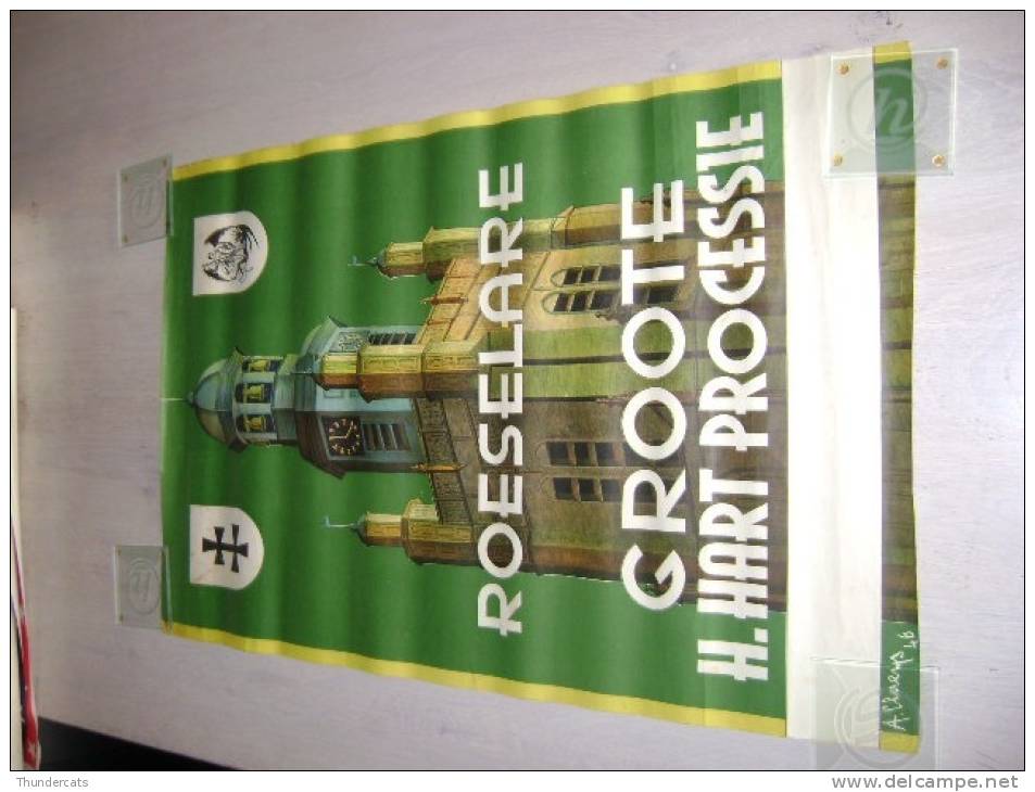 OUDE POSTER ** ANCIENNE  AFFICHE ** VINTAGE POSTER  **  1946 A CLAEYS ROESELARE GROOT HEILIG HART PROCESSIE - Affiches