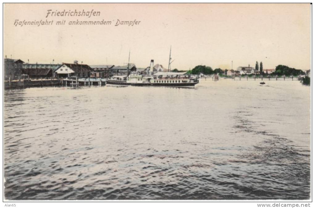 Friedrichshafen Bodensee, Lake Steamer Boat Harbor &amp; Waterfront Scene On C1900s Vintage Postcard - Friedrichshafen