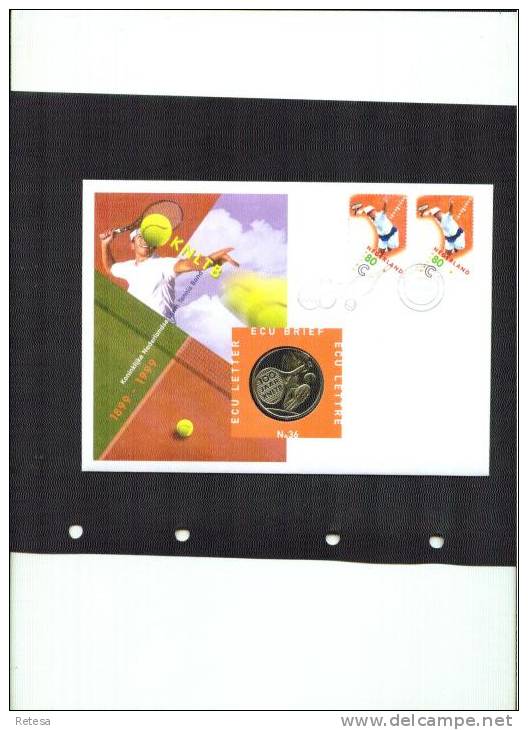 NEDERLAND ECU BRIEF N°36 - 100 JAAR NEDERLANDSE TENNIS BOND   1999 - Tenis